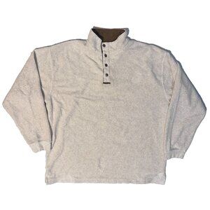 North River Outfitters Men's XL Long Sleeve 1/4 Button Sweatshirt Fleece White